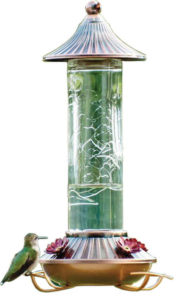 Embossed Glass Hummingbird Feeder