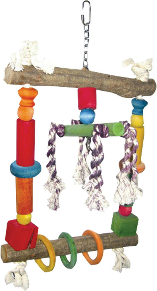 Happy Beaks Wood Swing With Rope Bird Toy