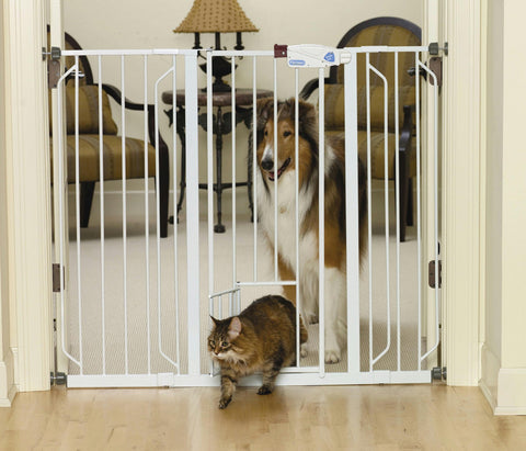 Extra Tall Walk-thru Pet Gate With Pet Door