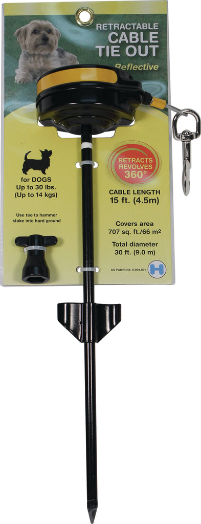 Reflective Retractable Cable Tie Out With Stake