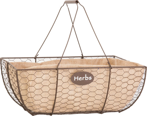 Herb Basket With Burlap Liner