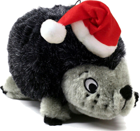 Plush Grunting Hedgehog W- Santa Hat