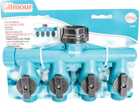 Full Flow 4 Way Shut Off Valve W-swivel Connect