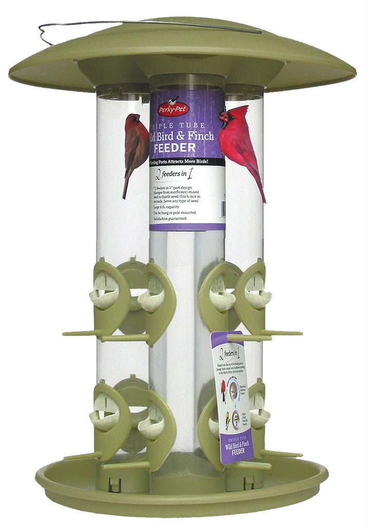 Triple Tube Wild Bird And Finch Feeder