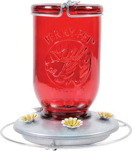 Mason Jar Glass Hummingbird Feeder