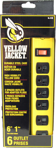 Yellow Jacket Metal Power Strip 6 Slot 6ft Cord