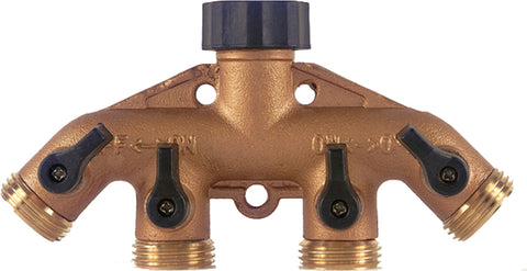 Metal 4 Way Hose Valve W-built In Shut Off Valves